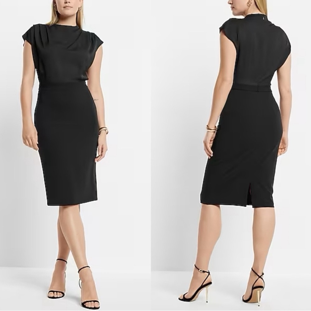 Express Draped Cowl Neck Black Dress Sz XS